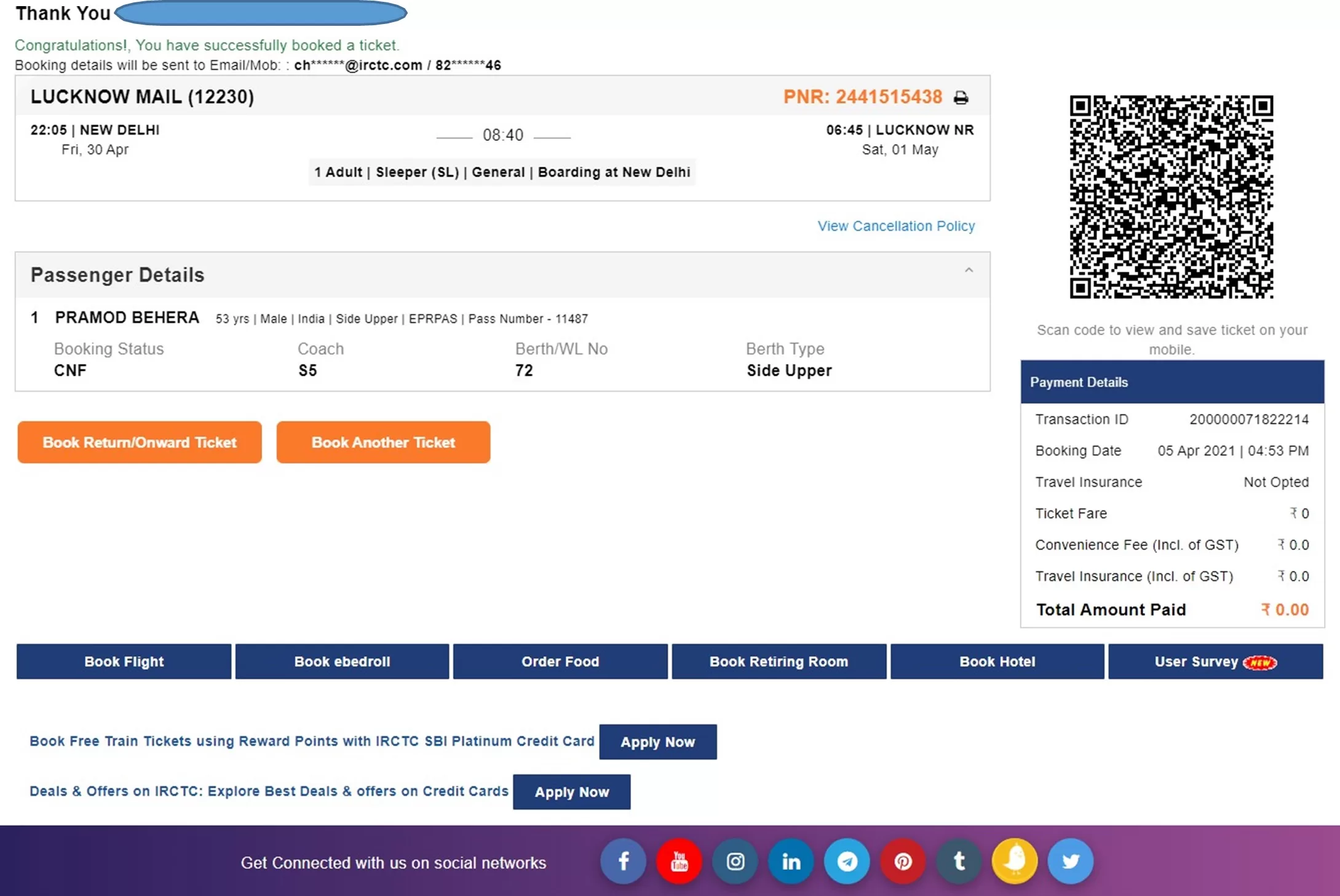 IRCTC Pass Booking