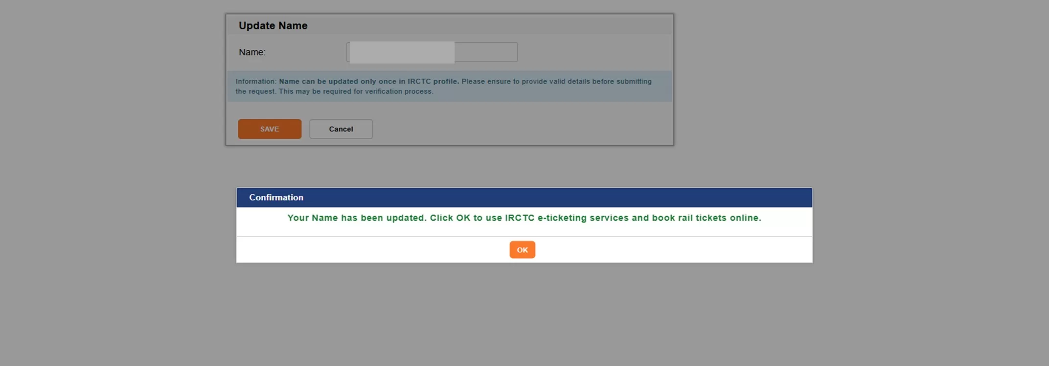 Authenticate user profile on IRCTC 