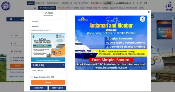 Authenticate user profile on IRCTC 